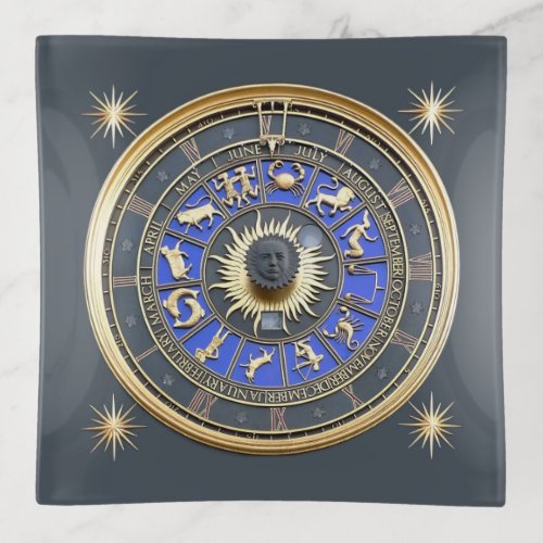 Blue Zodiac Wheel Trinket Tray