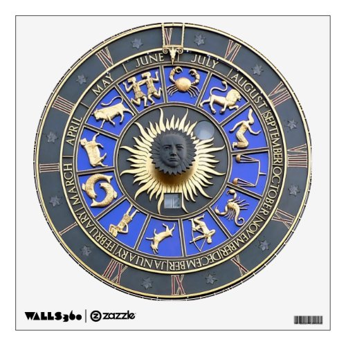 Blue Zodiac Wheel Wall Decal