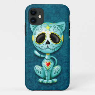 Blue Zombie Sugar Kitten iPhone 11 Case