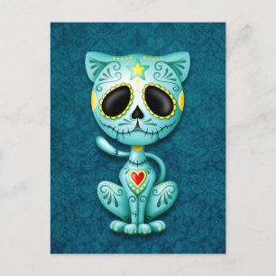 Blue Zombie Sugar Kitten Postcard