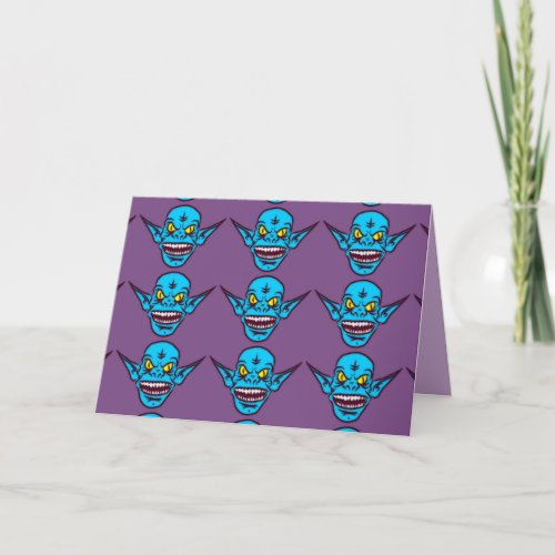 blue zombie troll demon greeting card