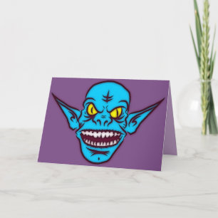 blue zombie troll demon greeting card