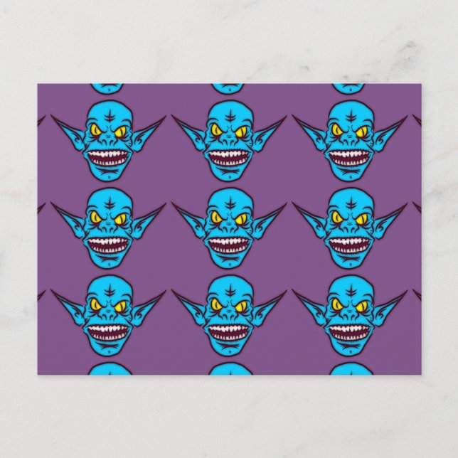 blue zombie troll demon postcard (Front)
