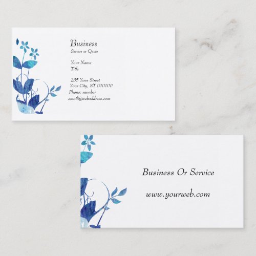 Blue Watercolor Floral Business Cards