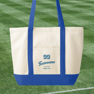 BlueBaseball Club Custom Player Number & Team Name Tote Bag