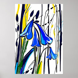Bluebell Abstract Art Floral Colorful Bright Poster