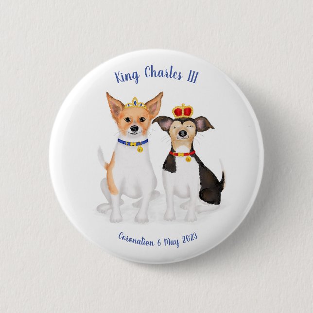 Bluebell & Beth Jack Russells Coronation badge Button (Front)