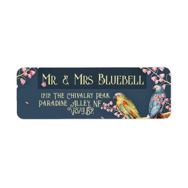 Bluebell Birds Customized Return Address Label (Front)