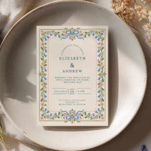 Bluebell Bow Preppy Wedding Invitation