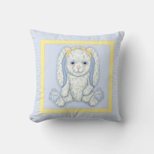 Bluebell Bunny Polka Dots and Yellow Border Throw Pillow