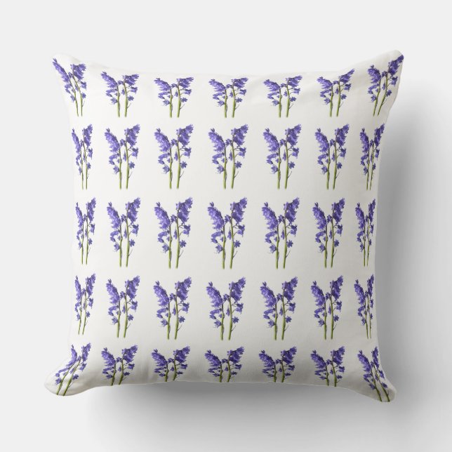 Bluebell Fabric Pattern. Throw Pillow (Front)
