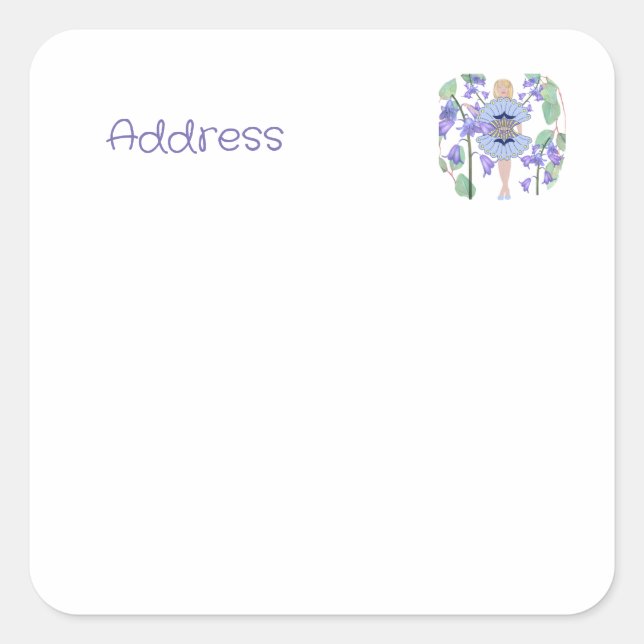 Bluebell Fairy Address  Square Sticker (Front)