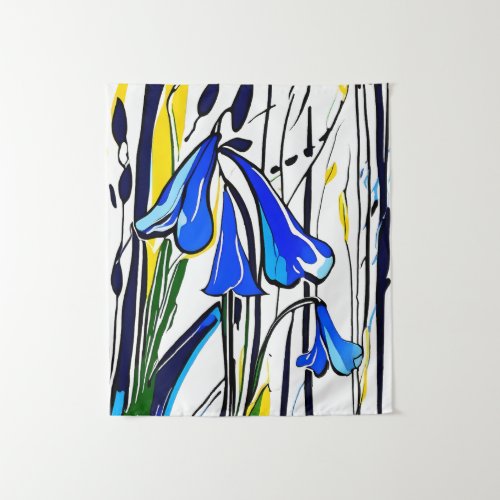 Bluebell Flower Abstract Art Floral Colorful Tapestry