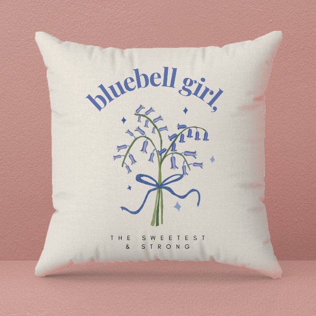 Bluebell Flower Watercolor Illustration Throw Pillow (Creator Uploaded)