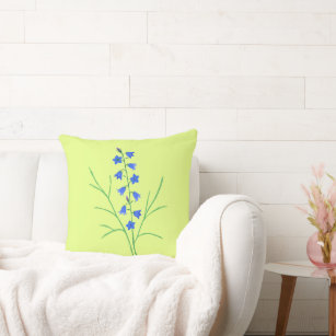 Bluebell Flowers Pale Yellow Throw Pillow