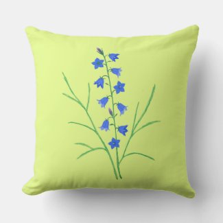 Bluebell Flowers Pale Yellow Throw Pillow
