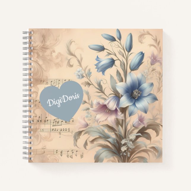 Bluebell Hardcover Notebook Custom Text & Heart (Front)