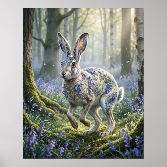 Bluebell Hare Spring Mist Poster (Front)