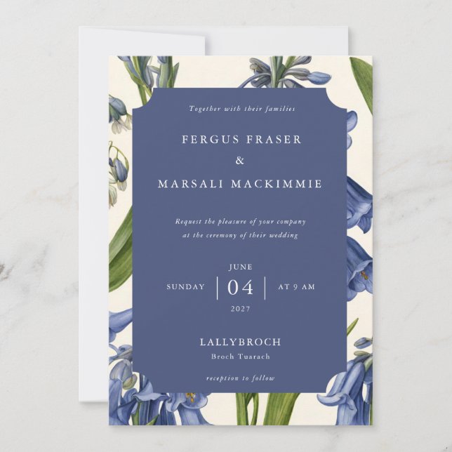 Bluebell (Harebell) Botanical Pattern Invitation (Front)