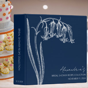 Bluebell Illustration Bridal Shower Recipe 3 Ring Binder