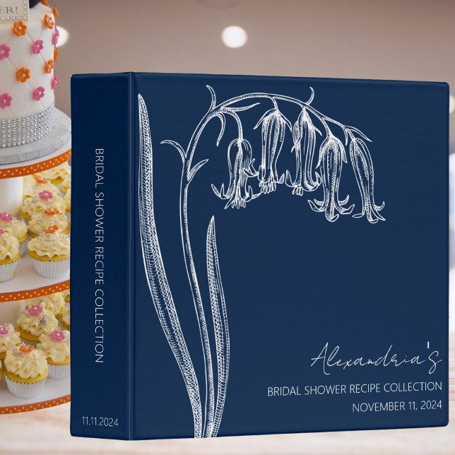 Bluebell Illustration Bridal Shower Recipe  3 Ring Binder (Creator Uploaded)