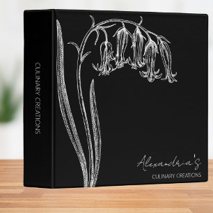 Bluebell Illustration Monogram Recipe 3 Ring Binder