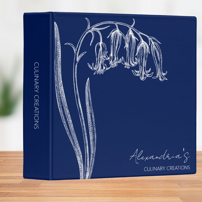 Bluebell Illustration Monogram Recipe  3 Ring Binder (Creator Uploaded)