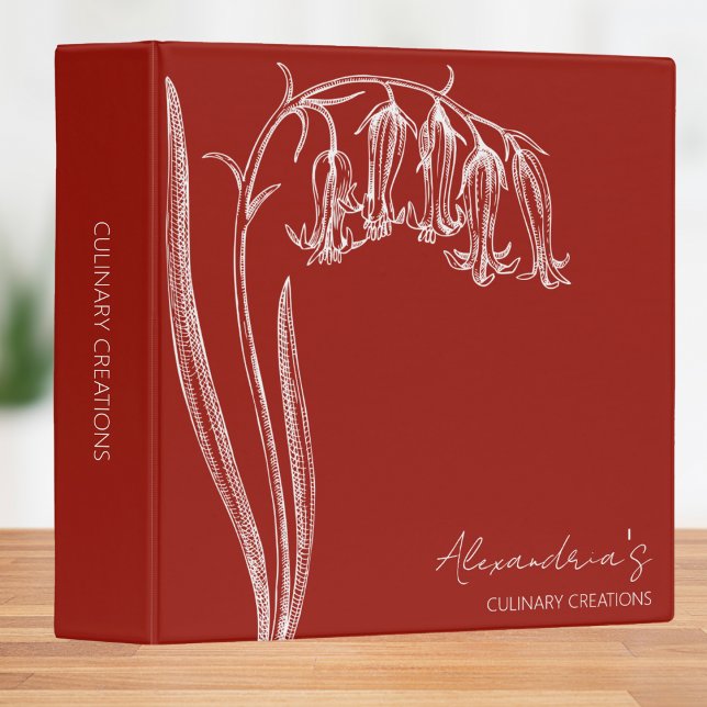 Bluebell Illustration Monogram Recipe  3 Ring Binder (Creator Uploaded)