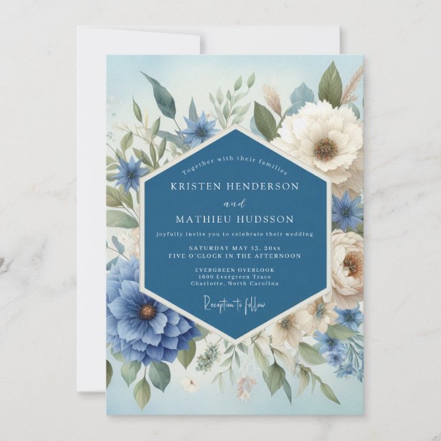 Bluebell Ivory Romantic Wedding Invitation (Front)