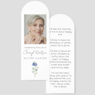 Bluebell Simple Photo Funeral Bookmark