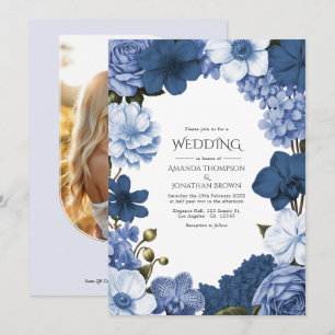 Bluebell Smoke, Marine Slate & Winter Sky Wedding Invitation