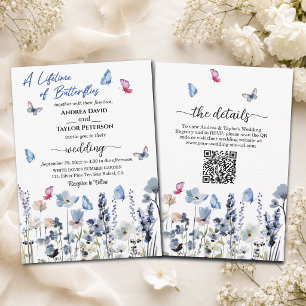 Bluebell Wildflowers All in One QR Code Wedding Invitation