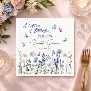 Bluebell Wildflowers Butterflies Bridal Shower Napkins