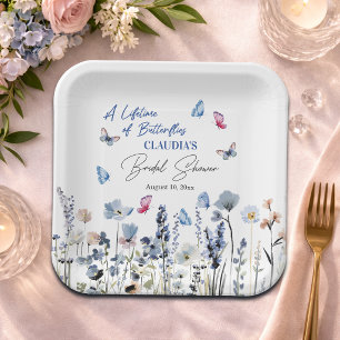 Bluebell Wildflowers Butterflies Bridal Shower Paper Plates