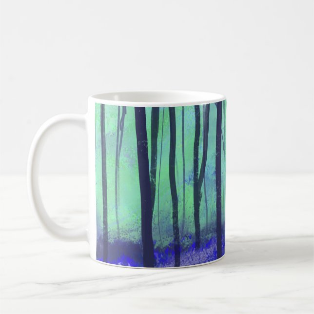 "Bluebell Wood" Green Blue Spring Art Coffee Mug (Left)