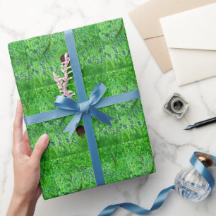 Bluebell Wood Hedgehogs Spring Green Wrapping Paper
