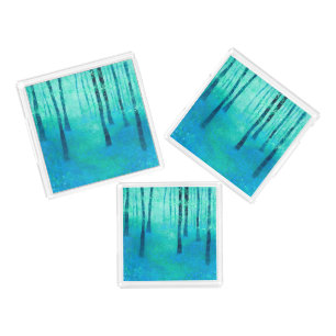 Bluebell Woodland Abstract Landscape Acrylic Tray