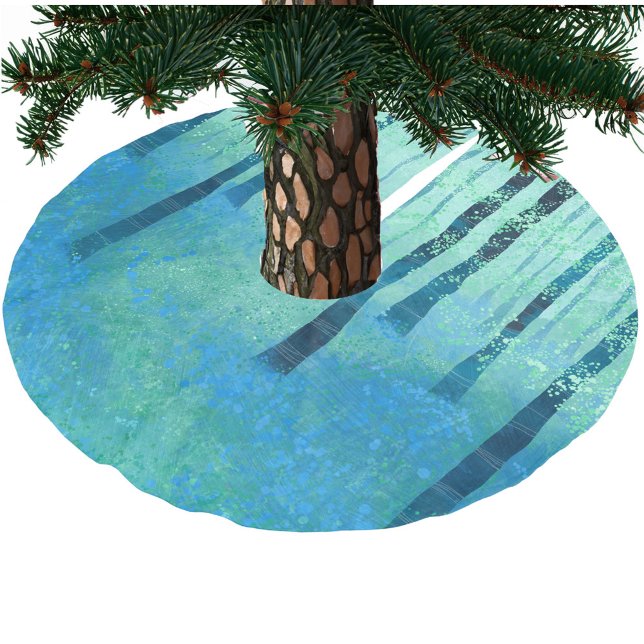 Bluebell Woodland Brushed Polyester Tree Skirt (Bluebell Forest Woodland art festive Christmas tree skirt)