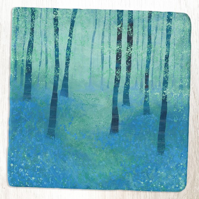 Bluebell Woodland Landscape Painting Trivet (Bluebell woodland painting trivet)