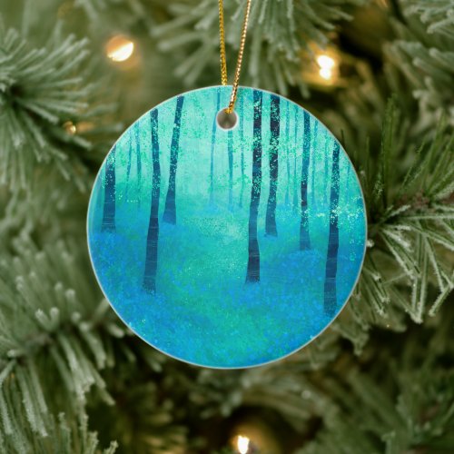 Bluebell Woodland Painting Ceramic Ornament