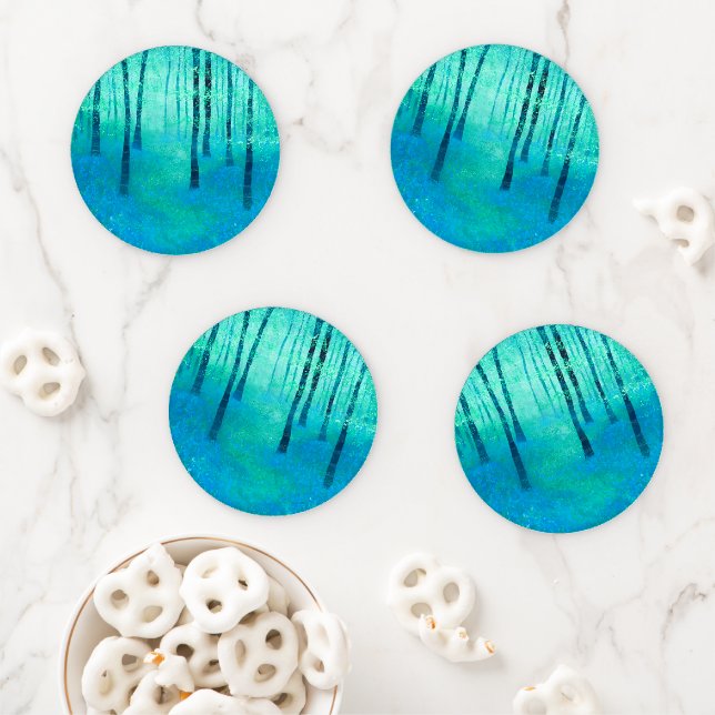 Bluebell Woodland Painting Coaster Set (In Situ)
