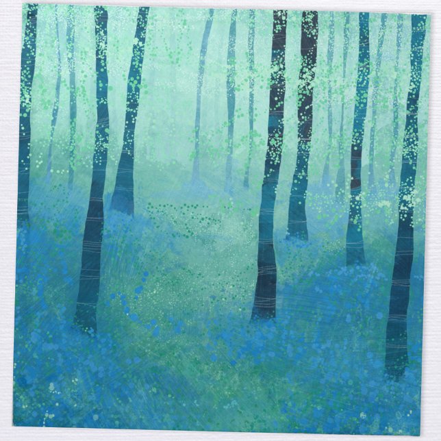Bluebell Woods in Spring Landscape Cloth Napkin (Bluebell woodland forest landscape art napkin)