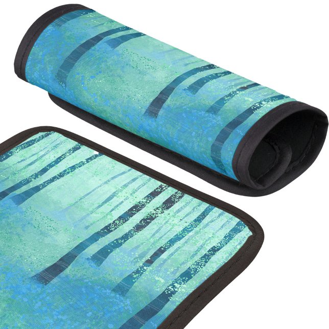 Bluebell Woods in Spring Landscape Luggage Handle Wrap (Bluebell woodland forest art luggage handle wrap)