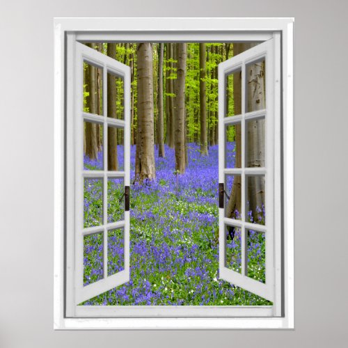 Bluebells and Trees View Fake Window Poster