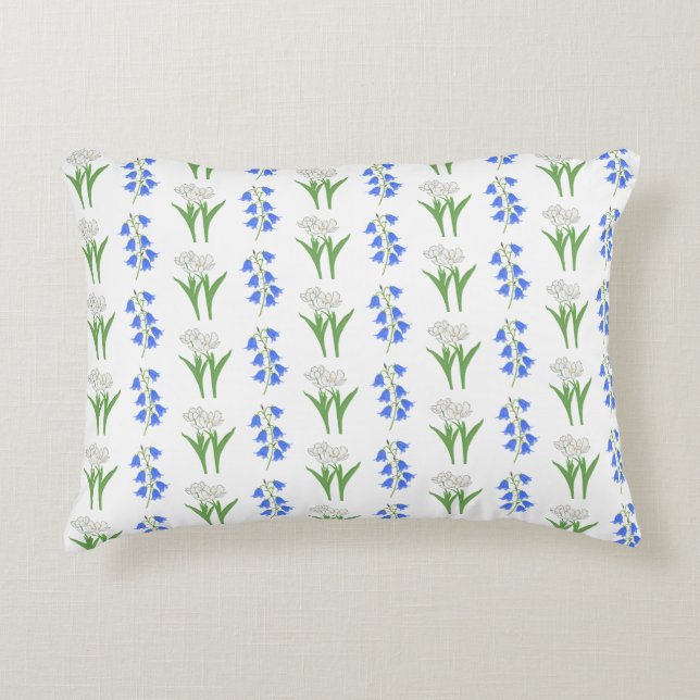Bluebells and White Tulips Accent Pillow (Front)