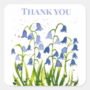 Bluebells Blue Floral Bridal shower Weddings Square Sticker