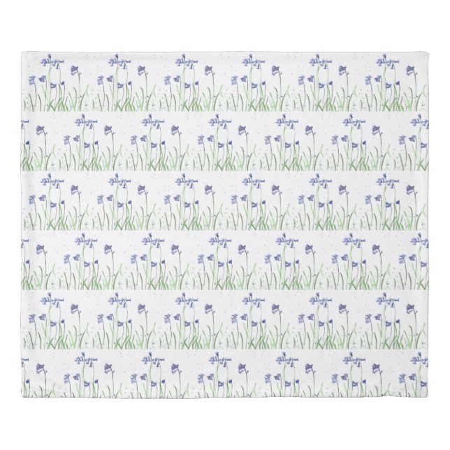 Bluebells blue floral flowers watercolor nature  duvet cover (Front)