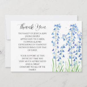 Bluebells Blue Floral Funeral Death Thank you Invitation