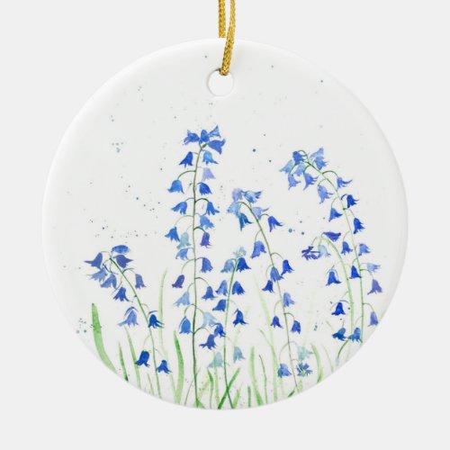 Bluebells blue flowers ceramic ornament