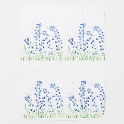 Bluebells blue flowers cute spring baby blanket